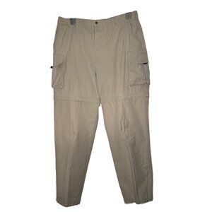 Cabelas Cargo Pants 38x32 Reg  Tan Extra Pockets Outdoors Comfort Convertible